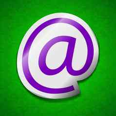 邮件图标标志象征别致的彩色的黏糊糊的标签绿色背景