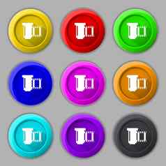 负电影图标象征集色彩鲜艳的按钮