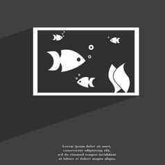 水族馆鱼水图标象征平现代网络设计长影子空间文本