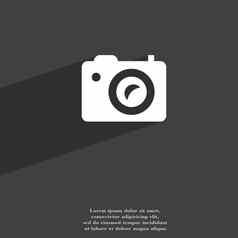 数字照片相机图标象征平现代网络设计长影子空间文本