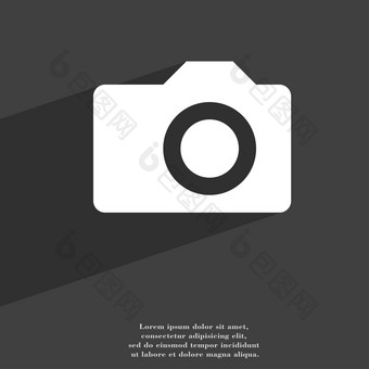 数字照片相机图标象征平现代网络设计长影子空间文本