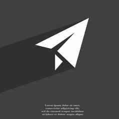 纸飞机图标象征平现代网络设计长影子空间文本