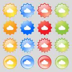 云标志图标数据存储象征大集色彩斑斓的现代按钮设计