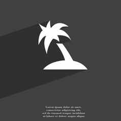 棕榈树旅行旅行图标象征平现代网络设计长影子空间文本