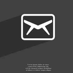 邮件信封消息图标象征平现代网络设计长影子空间文本