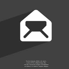 邮件信封信图标象征平现代网络设计长影子空间文本