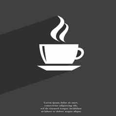 茶咖啡图标象征平现代网络设计长影子空间文本