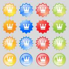 王皇冠图标标志大集色彩斑斓的现代按钮设计