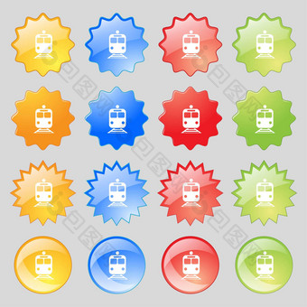 火车图标标志大集色彩斑斓的现代按钮设计