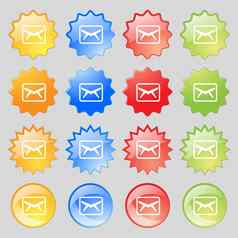 邮件信封消息图标标志大集色彩斑斓的现代按钮设计
