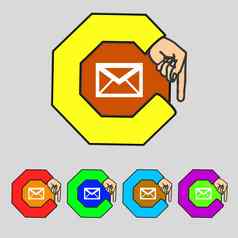 邮件图标信封象征消息标志导航按钮集色彩鲜艳的按钮