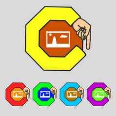 文件标志图标下载图像文件象征集色彩鲜艳的按钮现代网站导航