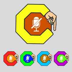 麦克风标志图标演讲者象征集色彩鲜艳的按钮