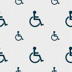 禁用标志图标人类轮椅象征残疾无效的标志无缝的模式几何纹理