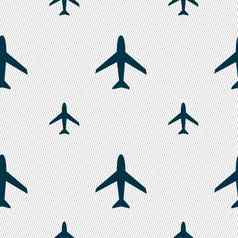 飞机标志飞机象征旅行图标飞行平标签无缝的模式几何纹理