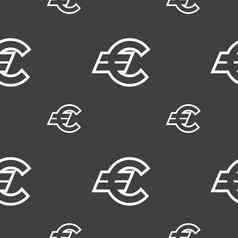 欧元欧元图标标志无缝的模式灰色的背景