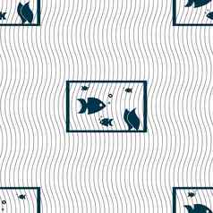 水族馆鱼水图标标志无缝的模式几何纹理