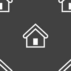 房子图标标志无缝的模式灰色的背景