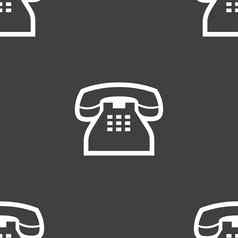 复古的电话手机图标标志无缝的模式灰色的背景