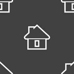 房子图标标志无缝的模式灰色的背景