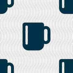 杯咖啡茶图标标志无缝的模式几何纹理