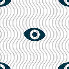 第六感觉眼睛图标标志无缝的模式几何纹理