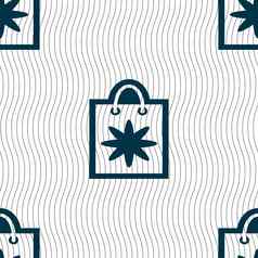 购物袋图标标志无缝的模式几何纹理