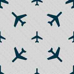 飞机图标标志无缝的模式几何纹理