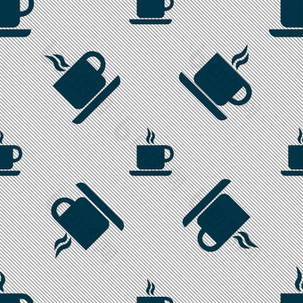 咖啡图标标志无缝的模式几何纹理