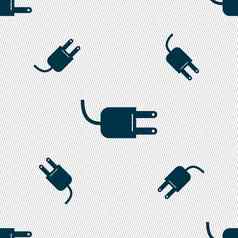 电插头标志图标权力能源象征无缝的模式几何纹理