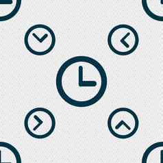 时钟标志图标机械时钟象征无缝的模式几何纹理