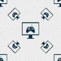 操纵杆监控标志图标视频游戏象征无缝的模式几何纹理