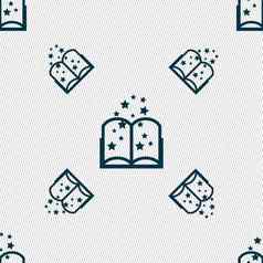魔法书标志图标开放书象征无缝的模式几何纹理