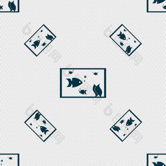 水族馆鱼水图标标志无缝的模式几何纹理