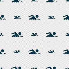 游泳标志图标池游泳象征海波无缝的摘要背景几何形状