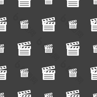 电影克拉珀图标标志无缝的模式灰色的背景