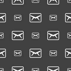 邮件信封消息图标标志无缝的模式灰色的背景