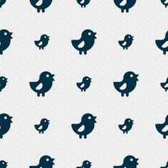鸡鸟图标标志无缝的模式几何纹理