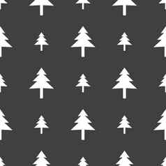 圣诞节树图标标志无缝的模式灰色的背景