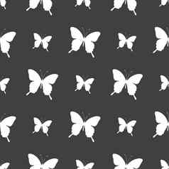 蝴蝶图标标志无缝的模式灰色的背景