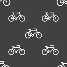 自行车图标标志无缝的模式灰色的背景
