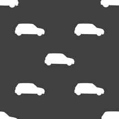 吉普车图标标志无缝的模式灰色的背景