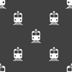 火车图标标志无缝的模式灰色的背景