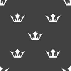 皇冠图标标志无缝的模式灰色的背景