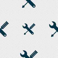 修复工具标志图标服务象征螺丝刀扳手无缝的摘要背景几何形状