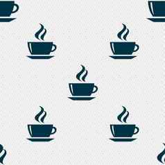 茶咖啡图标标志无缝的模式几何纹理