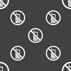 移动电话禁止图标标志无缝的模式灰色的背景