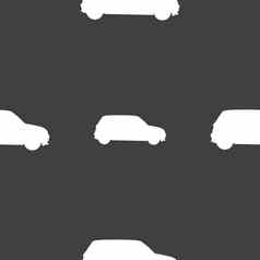 吉普车图标标志无缝的模式灰色的背景