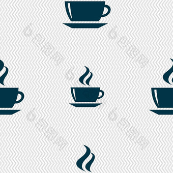 茶咖啡图标标志无缝的模式几何纹理