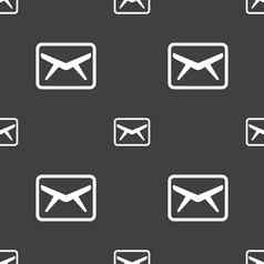 邮件信封消息图标标志无缝的模式灰色的背景